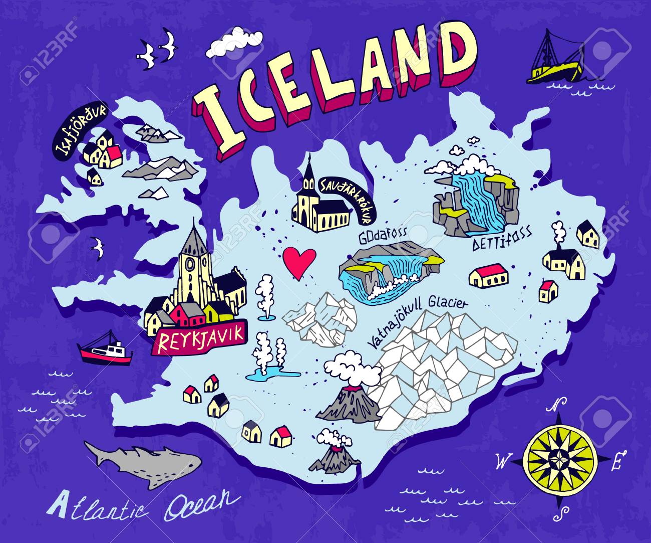 Image of the map of Iceland