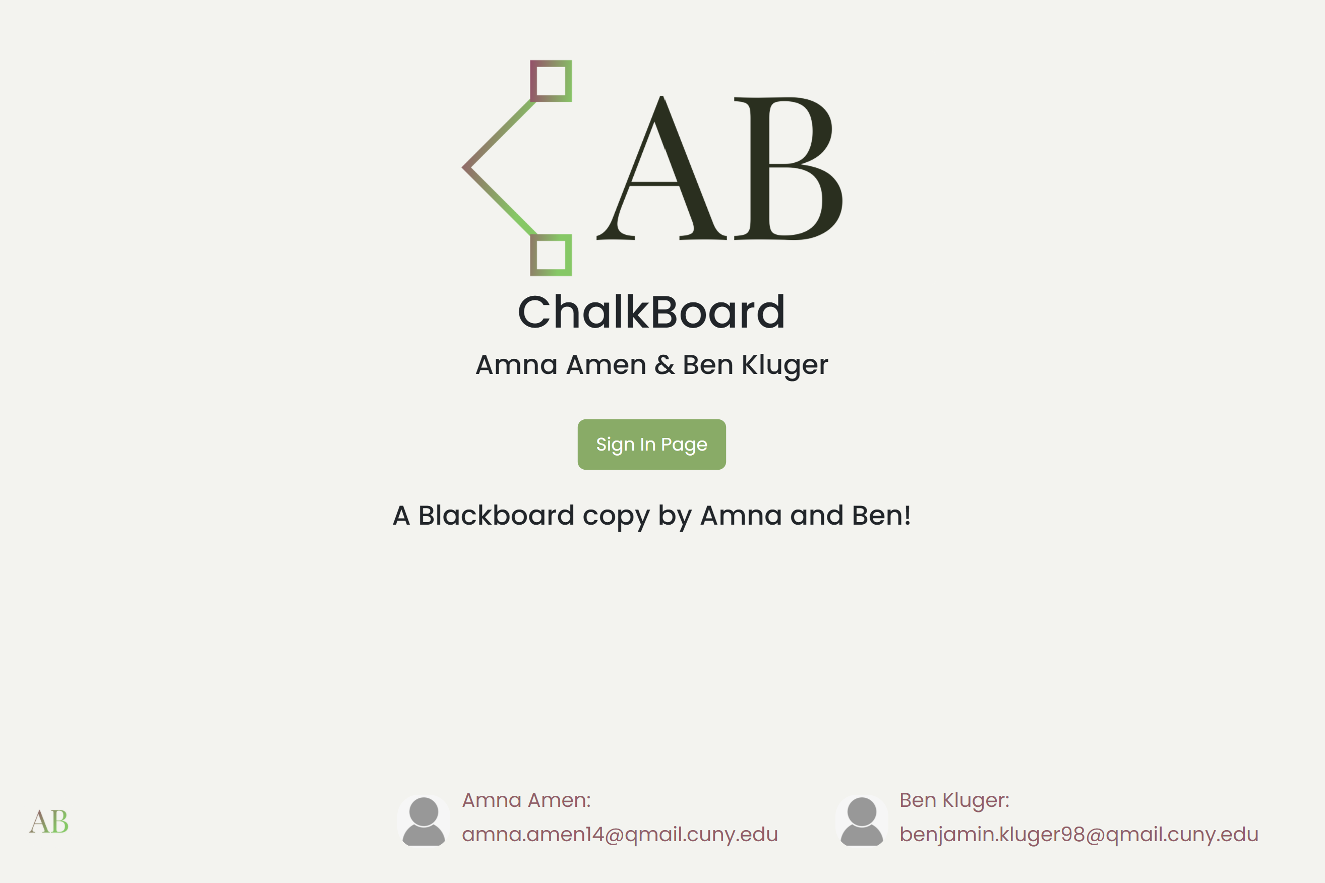 chalkboard webpage Screenshot