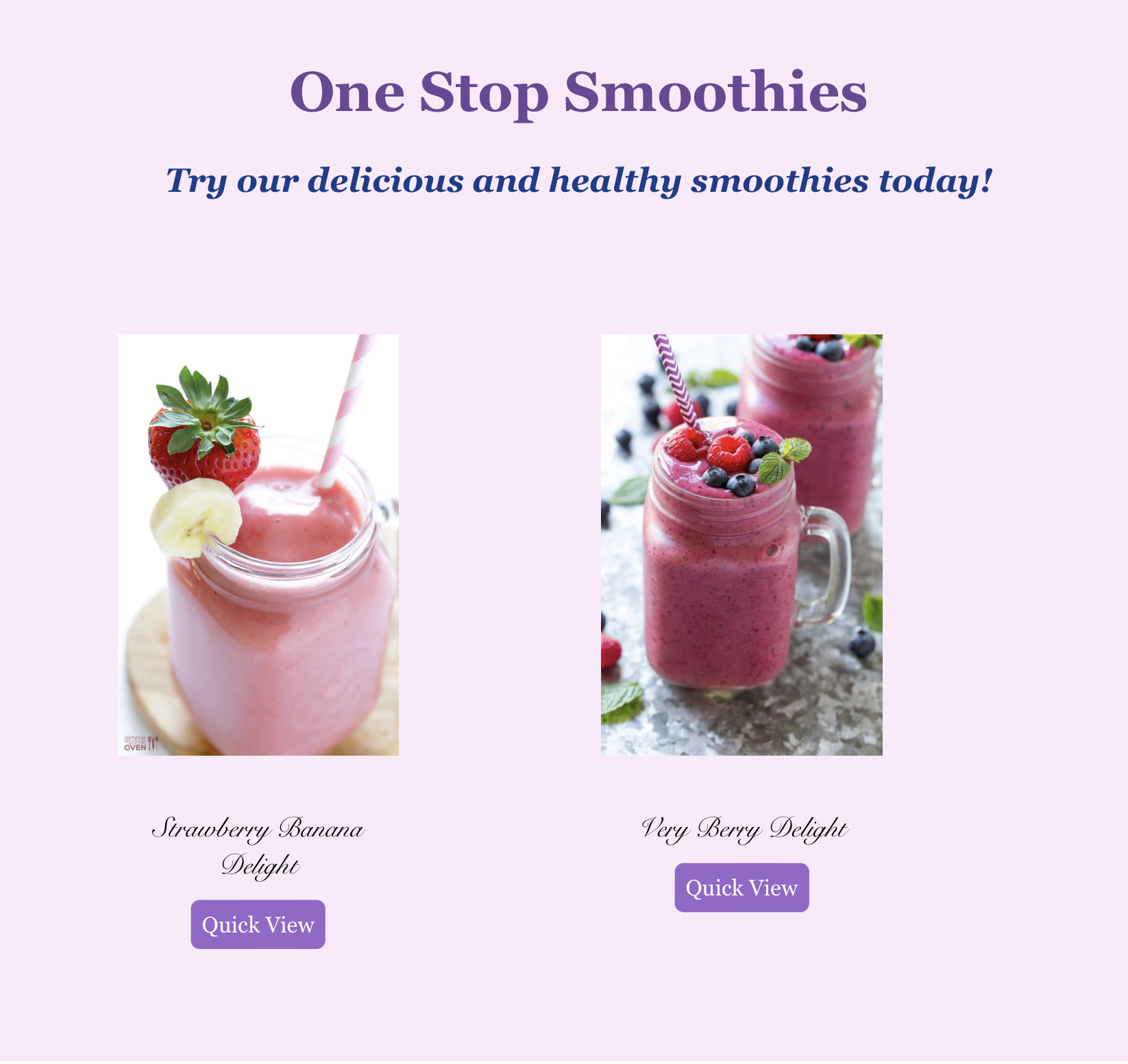 smoothies recipe webpage Screenshot