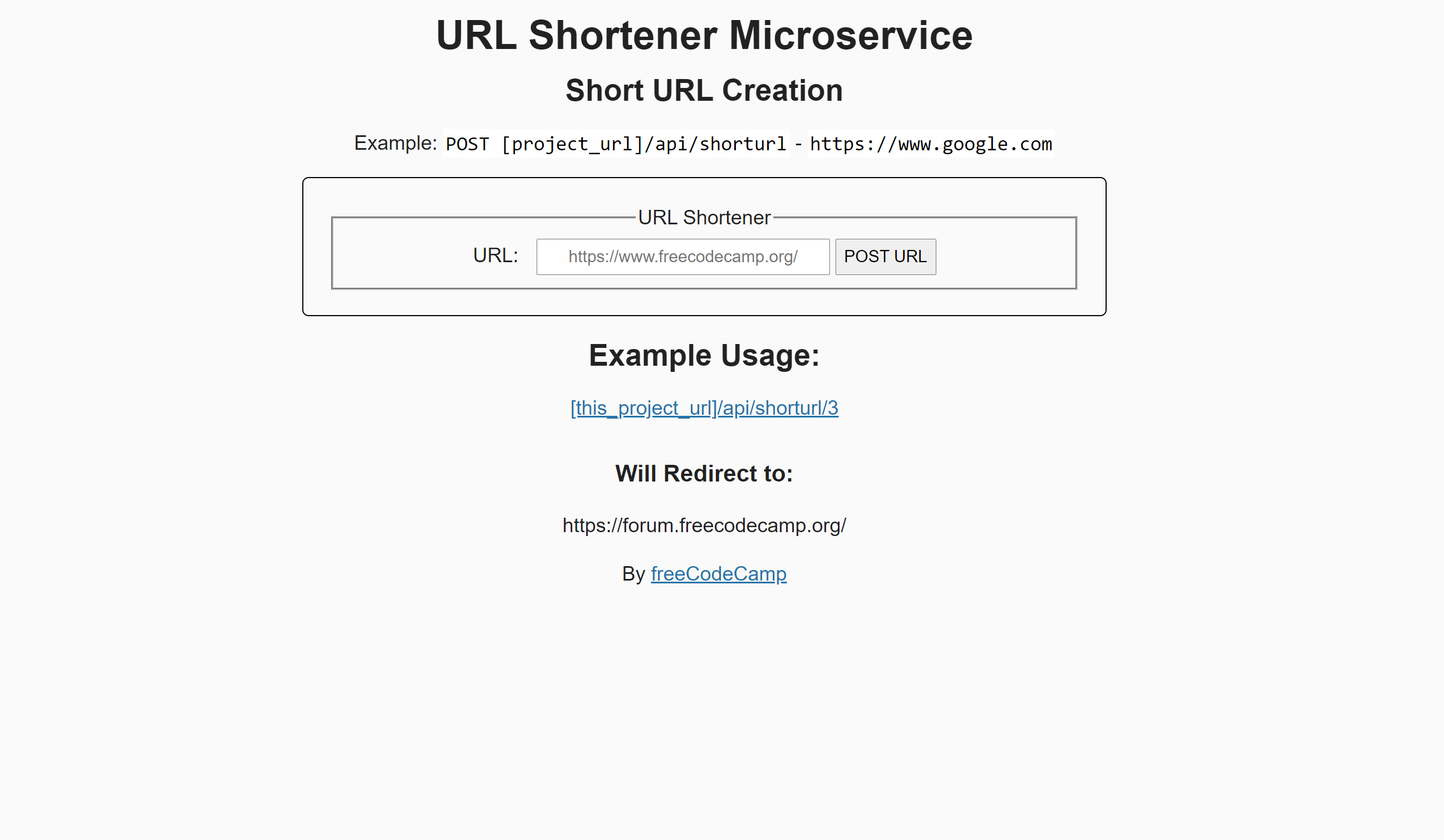 URL Shortener Microservice screenshot